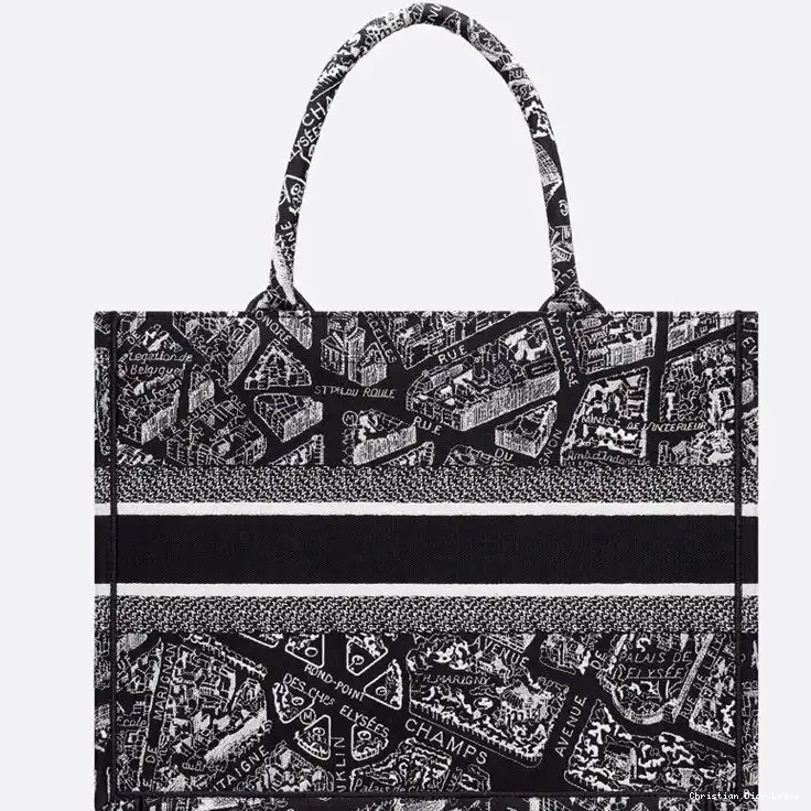 Cheap Book Black Plan Motif Paris Tote Dior de Canvas 0322 Luxury